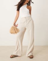 ASOS DESIGN textured shirred halter top in pink