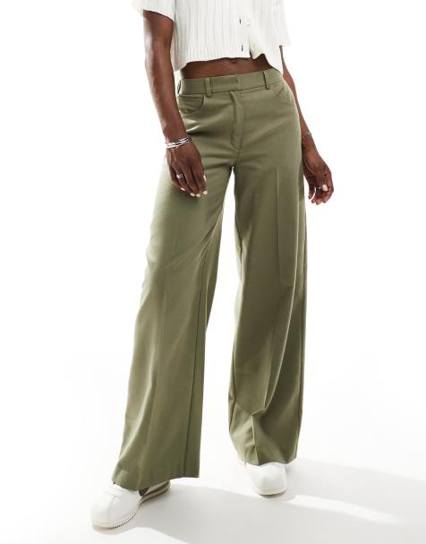 ASOS DESIGN relaxed straight leg trousers with 5 pocket detail in khaki - view 1