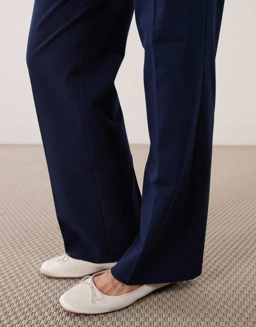 ASOS DESIGN relaxed straight trousers in navy , 4 of 5
