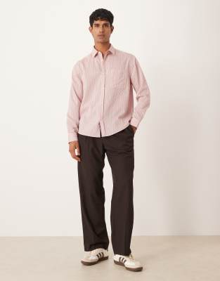 Asos Design Relaxed Stripe Poplin Shirt In Pink