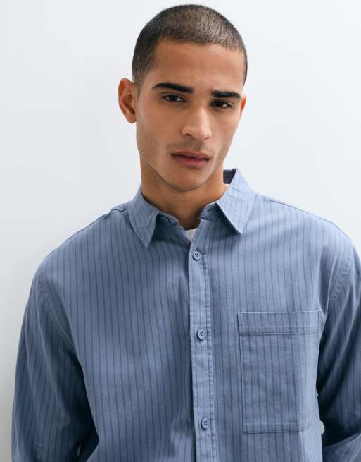 ASOS DESIGN relaxed stripe shirt in blue, 5 of 5