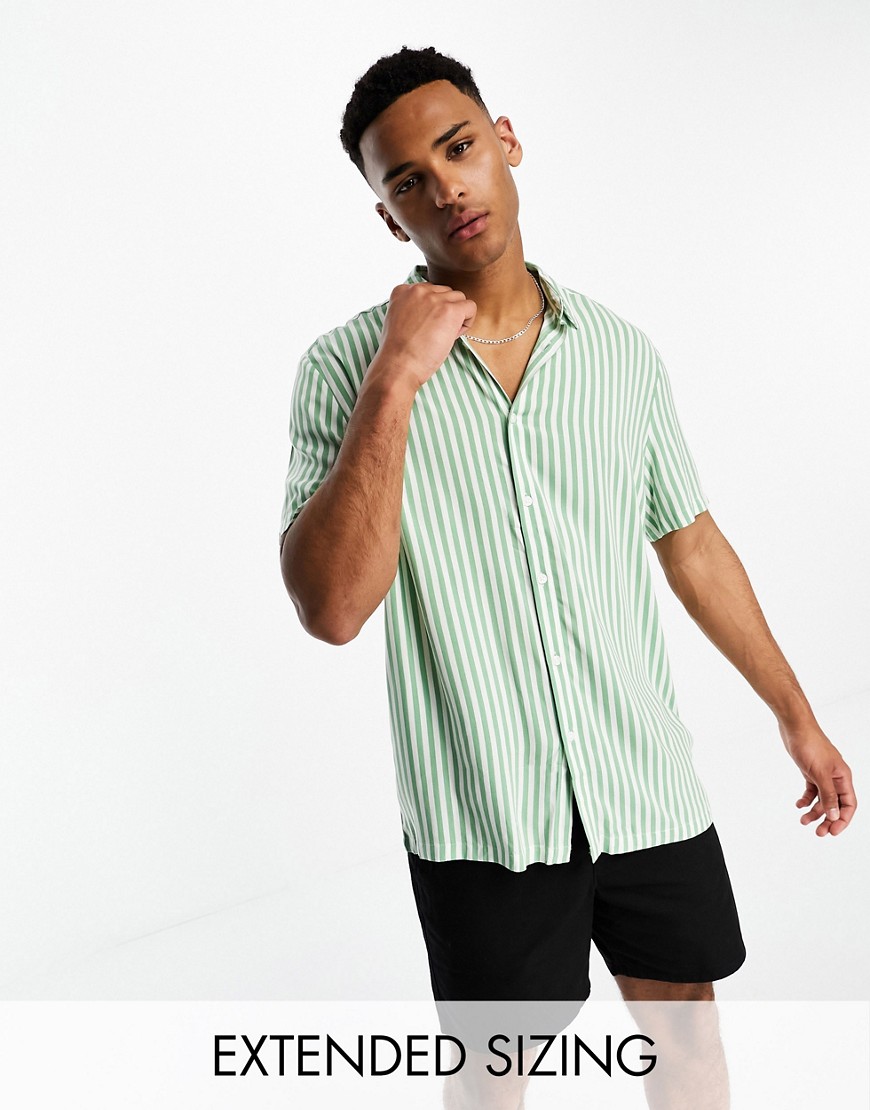 ASOS DESIGN relaxed stripe shirt in green