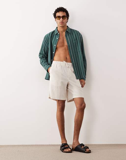 ASOS DESIGN relaxed stripe shirt in green