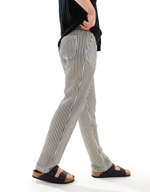 ASOS DESIGN relaxed striped trousers in black and white