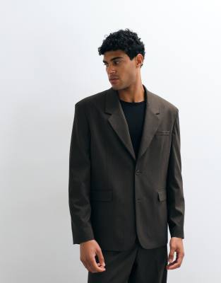 Asos Design Relaxed Suit Jacket In Brown