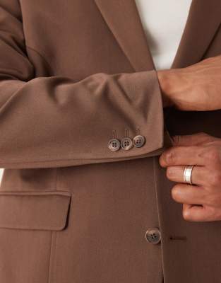 Asos Design Relaxed Suit Jacket In Brown