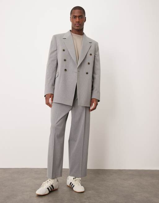 ASOS DESIGN relaxed suit jacket in grey pinstripe, 2 of 5