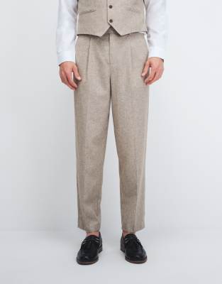 ASOS DESIGN relaxed suit pants in stone linen blend stone 13490₽