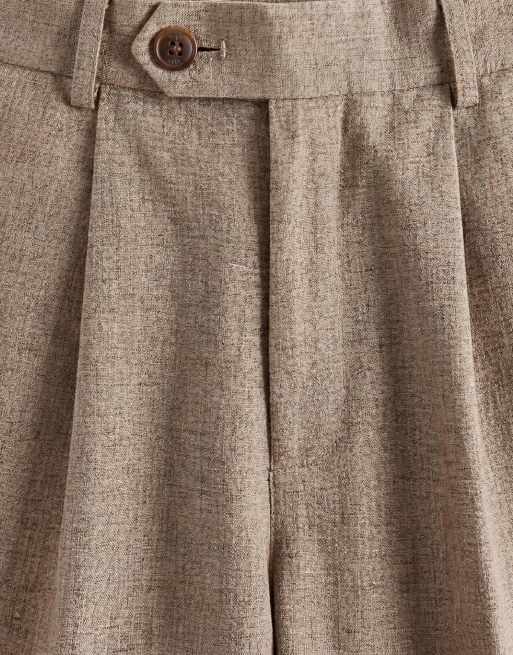 ASOS DESIGN relaxed suit pants in stone linen blend, 8 of 9