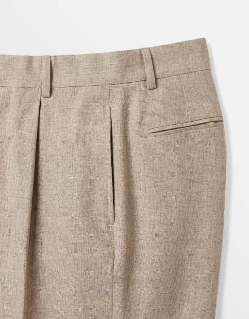 ASOS DESIGN relaxed suit pants in stone linen blend, 9 of 9