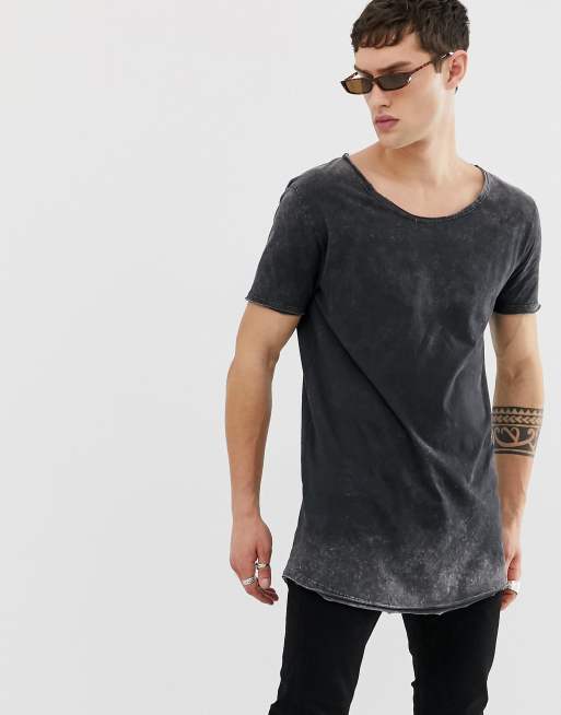 ASOS DESIGN relaxed super longline t-shirt with scoop neck and curved ...