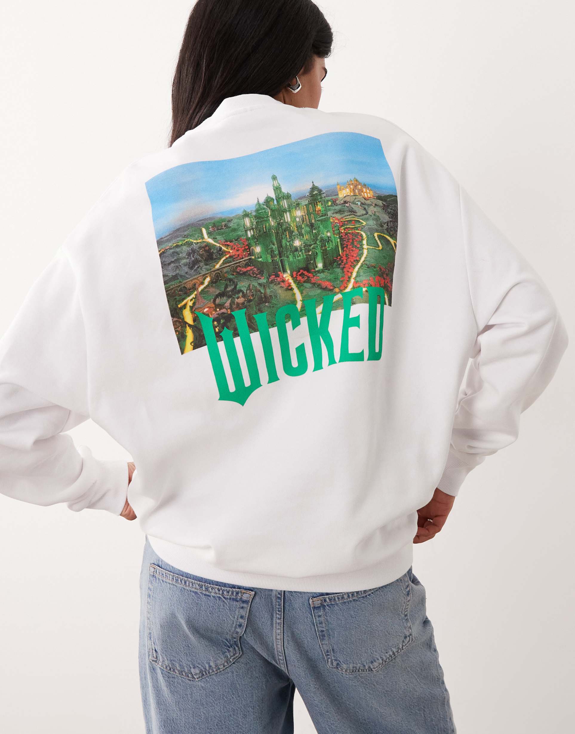 ASOS DESIGN relaxed sweat with WICKED print in white