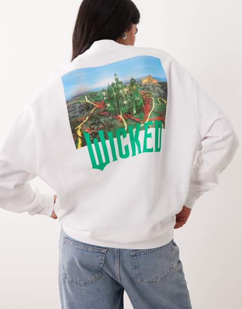 ASOS DESIGN relaxed sweat with WICKED print in white