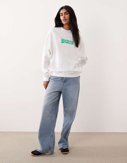 ASOS DESIGN relaxed sweat with WICKED print in white, 3 of 4