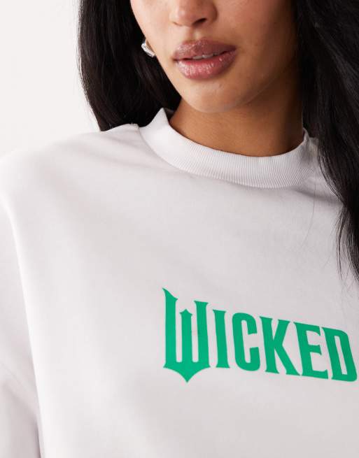 ASOS DESIGN relaxed sweat with WICKED print in white