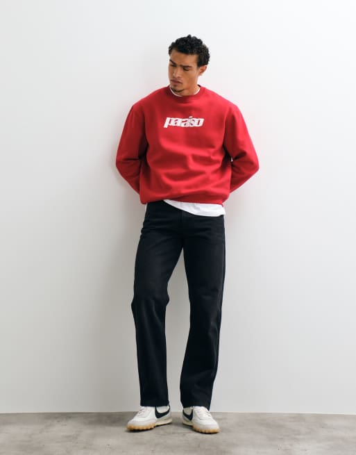 ASOS DESIGN relaxed sweatshirt met pigmentprint in rood polykatoen, 4 van 5