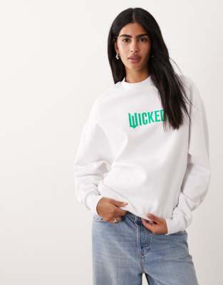 Asos Design Relaxed Sweatshirt With Wicked Prints In White