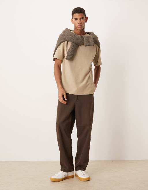 ASOS DESIGN relaxed t-shirt in beige boucle , 2 of 5