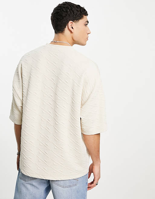  relaxed t-shirt in beige texture - BROWN 