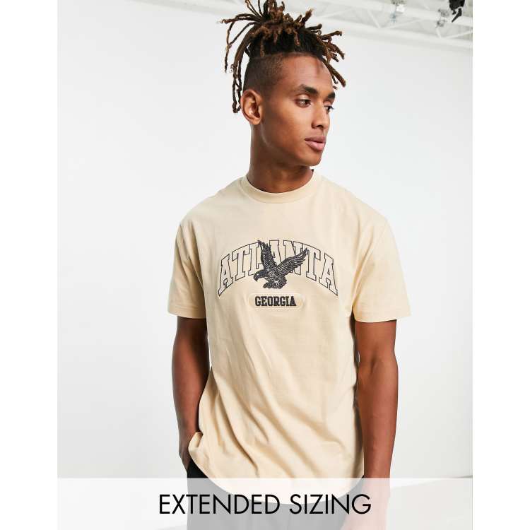 ASOS DESIGN relaxed T-shirt in beige with Atlanta embroidery