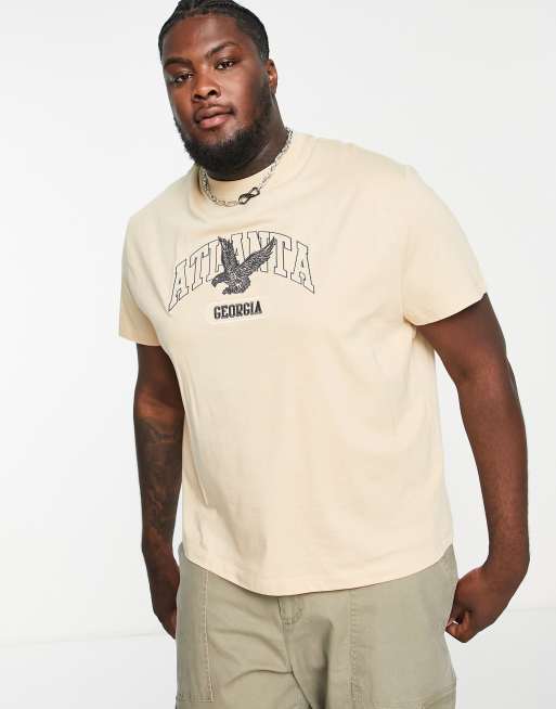 ASOS DESIGN relaxed T-shirt in beige with Atlanta embroidery