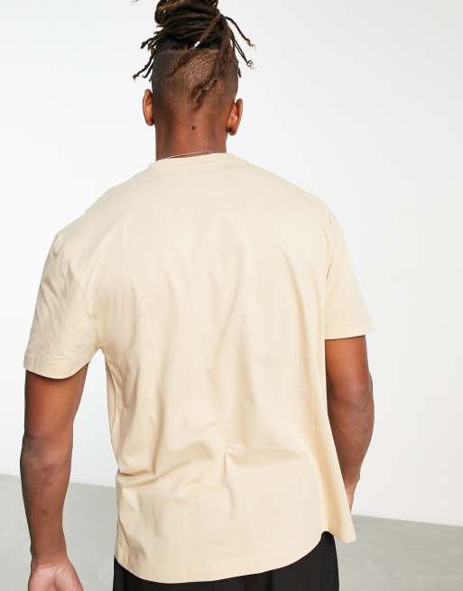 ASOS Design Relaxed T-Shirt in Off White with Navy City Embroidery