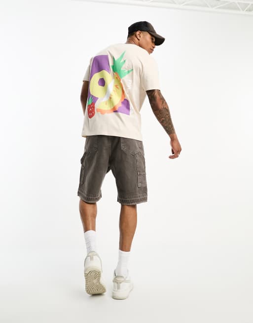 ASOS DESIGN relaxed t-shirt in beige with fruit print | ASOS