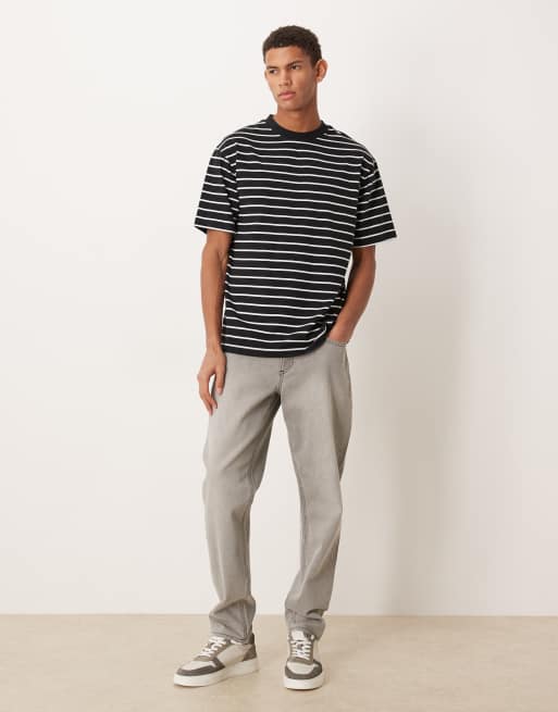 ASOS DESIGN relaxed t-shirt in black and white stripes, 2 of 5