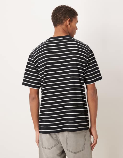 ASOS DESIGN relaxed t-shirt in black and white stripes, 3 of 5