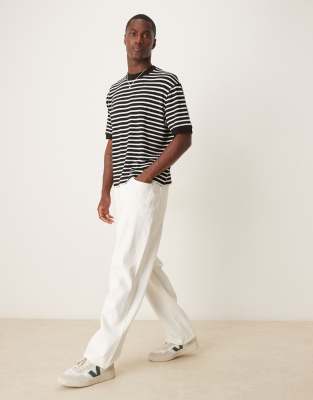 ASOS DESIGN relaxed t-shirt in black and white textured stripes