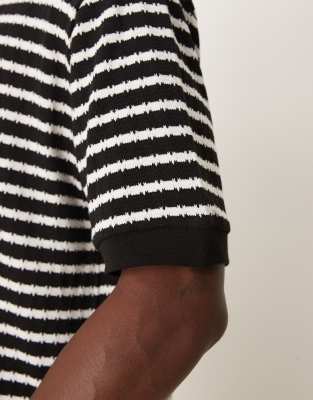 ASOS DESIGN relaxed t-shirt in black and white textured stripes