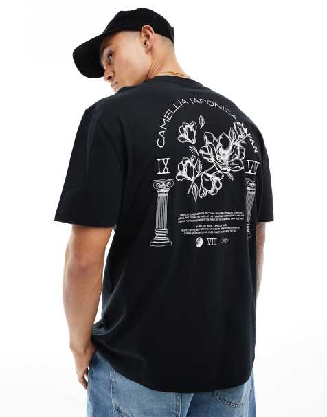 ASOS DESIGN relaxed t-shirt in black with floral back print - view 1
