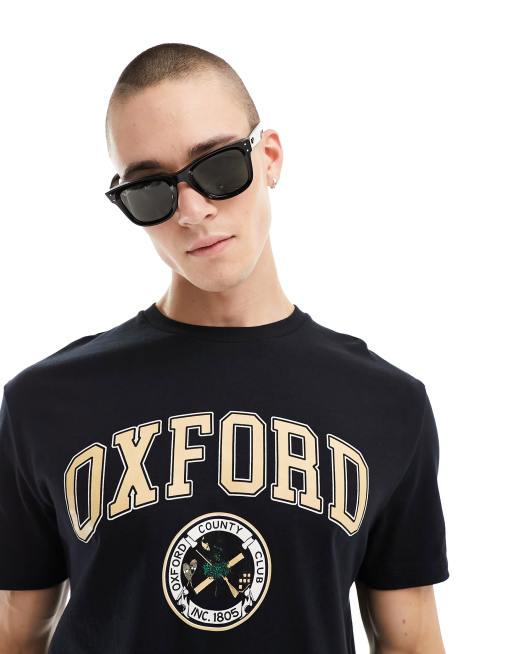 ASOS DESIGN relaxed t-shirt in black with Oxford chest print
