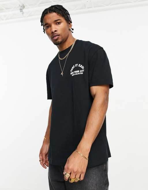 ASOS DESIGN notch neck t-shirt in black