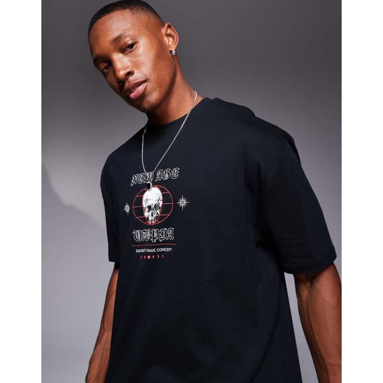 SKULL OVER PRINT RELAXED FIT TEE