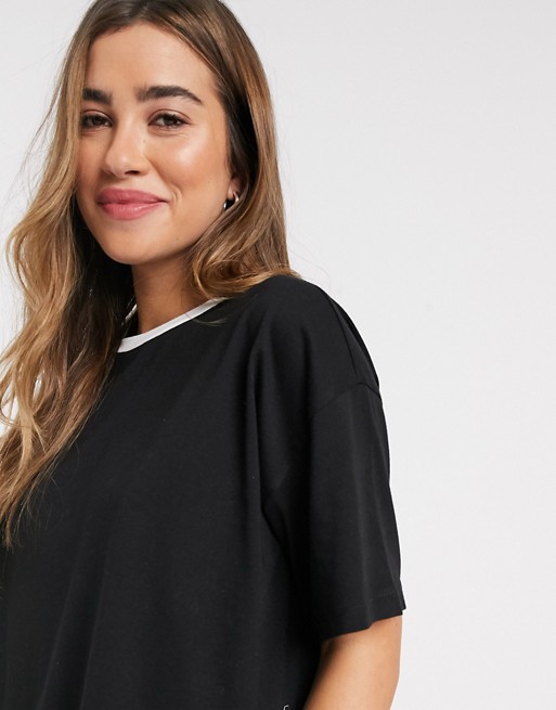 ASOS DESIGN relaxed t-shirt with tipped neck in black