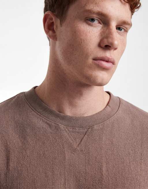 ASOS DESIGN relaxed t-shirt in brown boucle , 3 of 5