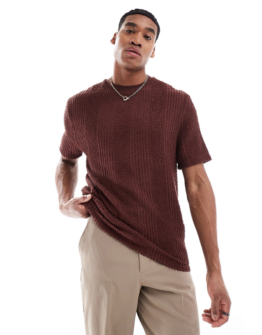 ASOS DESIGN relaxed t-shirt in brown texture