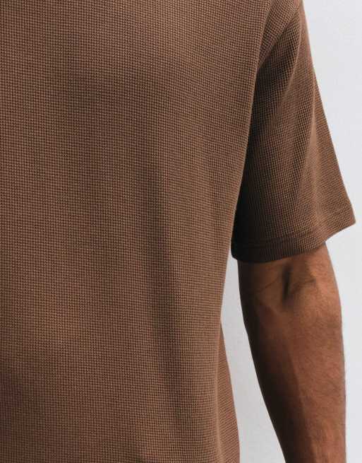 ASOS DESIGN relaxed t-shirt in brown waffle, 2 of 8
