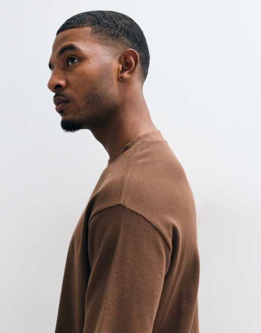 ASOS DESIGN relaxed t-shirt in brown waffle, 4 of 8