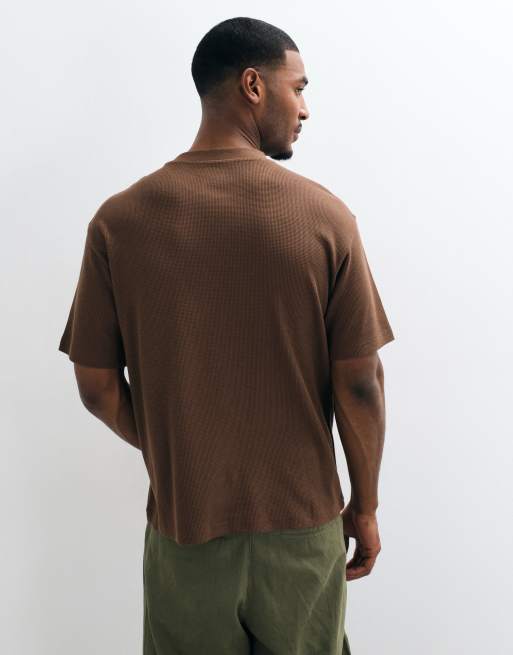 ASOS DESIGN relaxed t-shirt in brown waffle, 5 of 8