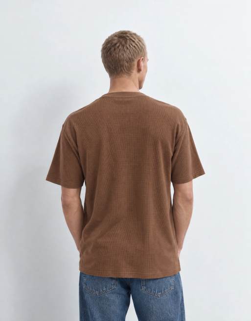 ASOS DESIGN relaxed t-shirt in brown waffle, 6 of 8