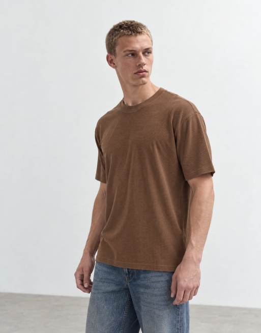 ASOS DESIGN relaxed t-shirt in brown waffle, 8 of 8