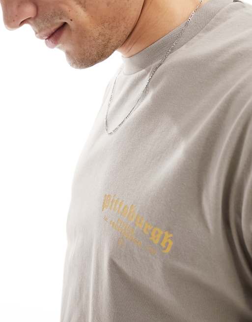 ASOS DESIGN relaxed t shirt in brown with city chest print ASOS