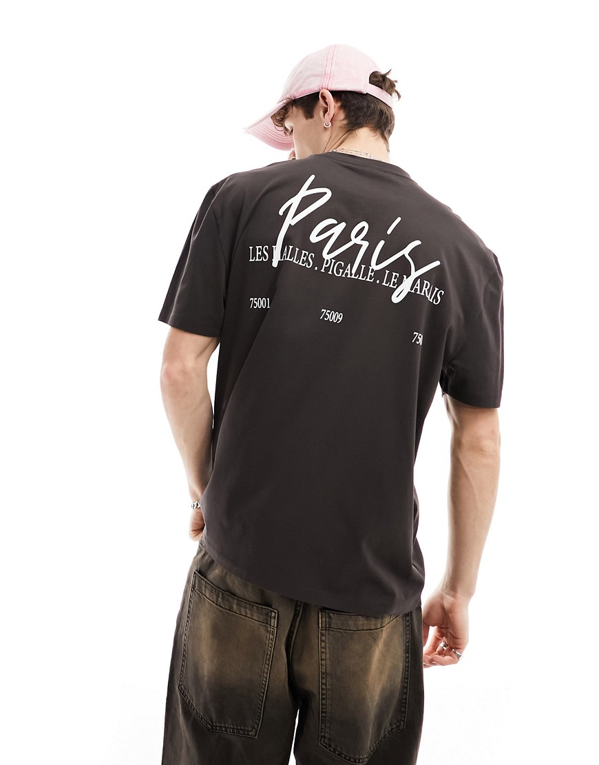 ASOS DESIGN relaxed t-shirt in brown with Paris back print