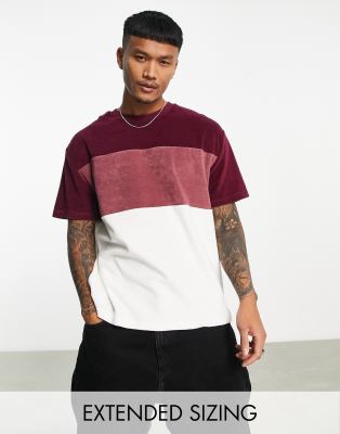 ASOS DESIGN relaxed t-shirt in blue and white color block with Staten  Island print