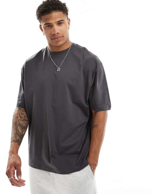 ASOS DESIGN relaxed t-shirt in dark gray with souvenir spine print, 2 of 4