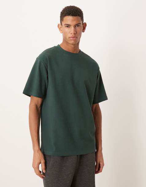 ASOS DESIGN relaxed t-shirt in dark green boucle 