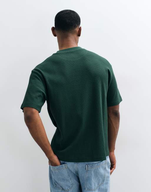 ASOS DESIGN relaxed t-shirt in dark green waffle, 2 of 5