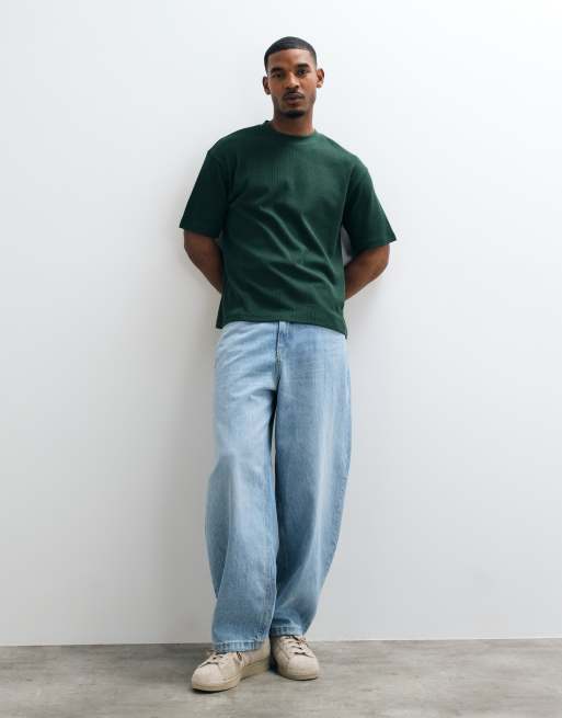 ASOS DESIGN relaxed t-shirt in dark green waffle, 5 of 5